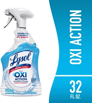Lysol Bathroom Cleaner OXI Action Spray, Cleaning, Sanitizing & Disinfecting, with Hydrogen Peroxide, Bleach Free, Cool Spring Breeze Scent, 32fl oz Lysol Bathroom Cleaner OXI Action Spray, Cleaning, Sanitizing & Disinfecting, with Hydrogen Peroxide, Bleach Free, Cool Spring Breeze Scent, 32fl oz