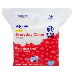 Equate Baby Everyday Clean Wipes with Aloe Vera and Vitamin E, 240 Wipes Equate Baby Everyday Clean Wipes with Aloe Vera and Vitamin E, 240 Wipes