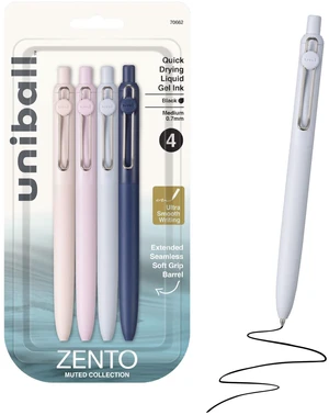 Uniball Zento Gel Pens, 0.7mm Medium Point, Black Ink, 4 Count Uniball Zento Gel Pens, 0.7mm Medium Point, Black Ink, 4 Count