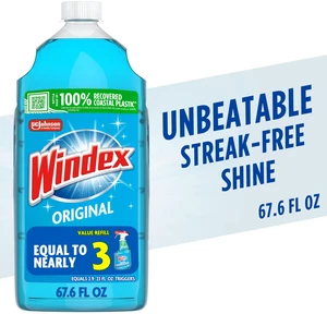 Windex Glass, Window, and Mirror Cleaner Refill, Original Blue, 67.6fl oz Windex Glass, Window, and Mirror Cleaner Refill, Original Blue, 67.6fl oz