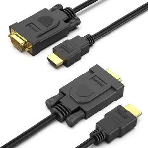 2 Pack HDMI to VGA 6 Feet Cable, Uni-Directional HDMI (Source) to VGA (Display) Cable (Male to Male) Compatible for Computer, Desktop, Laptop, PC, Monitor, Projector, HDTV, Raspberry Pi, Roku 2 Pack HDMI to VGA 6 Feet Cable, Uni-Directional HDMI (Source) to VGA (Display) Cable (Male to Male) Compatible for Computer, Desktop, Laptop, PC, Monitor, Projector, HDTV, Raspberry Pi, Roku