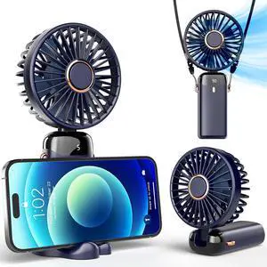 Portable Handheld Fan, 5000mAh Battery Operated with Base, 20 Hours, Digital Display, 5 Speeds, 90° Ajustable, Rechargeable Mini Fan for Outdoor Indoor Portable Handheld Fan, 5000mAh Battery Operated with Base, 20 Hours, Digital Display, 5 Speeds, 90° Ajustable, Rechargeable Mini Fan for Outdoor Indoor