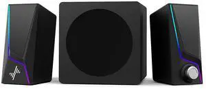 Computer Speakers with Subwoofer, 2.1 PC Speakers System with 8 Lighting Modes, 60W Peak Power, AC Adapter Powered, Bluetooth 5.4, USB/USB-C and 3.5mm Aux in for Desktop, Monitor, Gaming Computer Speakers with Subwoofer, 2.1 PC Speakers System with 8 Lighting Modes, 60W Peak Power, AC Adapter Powered, Bluetooth 5.4, USB/USB-C and 3.5mm Aux in for Desktop, Monitor, Gaming