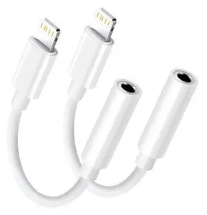 Lighning to 3.5mm Headphone Jack Adapter - Audio Adapter for iPhone, 2 Pack | Earphone Aux Converter Dongle Audio Cable Compatible with iPhone 14 Pro Max/14 13 12 11 X XS 8 7 Apple MFi Certified Lighning to 3.5mm Headphone Jack Adapter - Audio Adapter for iPhone, 2 Pack | Earphone Aux Converter Dongle Audio Cable Compatible with iPhone 14 Pro Max/14 13 12 11 X XS 8 7 Apple MFi Certified