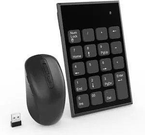 Wireless Number Pad and Mouse, 19 Keys Portable Ultra Slim 2.4GHz 10 Key USB Keypad and 3 Adjustable DPI Silent Mouse Set for Laptop, Notebook, Desktop, PC Computer - Use One USB Receiver Wireless Number Pad and Mouse, 19 Keys Portable Ultra Slim 2.4GHz 10 Key USB Keypad and 3 Adjustable DPI Silent Mouse Set for Laptop, Notebook, Desktop, PC Computer - Use One USB Receiver