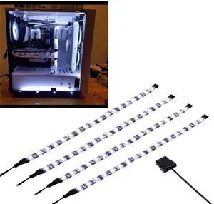 White Computer LED Strip - Magnetic PC Case Lighting Kit for Mid & Full Tower Use (4Pack, S Series) White Computer LED Strip - Magnetic PC Case Lighting Kit for Mid & Full Tower Use (4Pack, S Series)