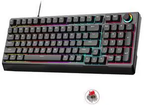 Mechanical Gaming Keyboard with Red Switches: 98 Keys PC Gaming Keyboard with BacklitMulti-Function Volume & Lighting Knob,Anti-Ghosting Wired USB keybaord for Elite PC/Mac Gamers Mechanical Gaming Keyboard with Red Switches: 98 Keys PC Gaming Keyboard with BacklitMulti-Function Volume & Lighting Knob,Anti-Ghosting Wired USB keybaord for Elite PC/Mac Gamers