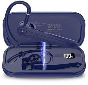 Bluetooth Headset, Wireless Bluetooth Earpiece with ENC Noise Canceling Mic, 120Hrs Talk Single-Ear Headphones, LED Display, IPX7, V5.4 Hand-Free Earphone for Business/Trucker/Driver (Blue) Bluetooth Headset, Wireless Bluetooth Earpiece with ENC Noise Canceling Mic, 120Hrs Talk Single-Ear Headphones, LED Display, IPX7, V5.4 Hand-Free Earphone for Business/Trucker/Driver (Blue)