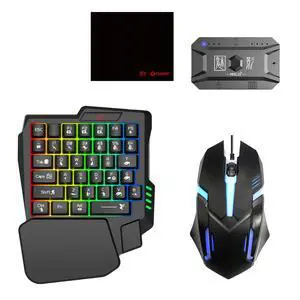 Half Hand Keyboard and Mouse Combo, 25 Keys Single Handed Wired RGB Keyboard and Gaming Mouse Converter, Support Customize Button, for Android, PC Gaming Player Half Hand Keyboard and Mouse Combo, 25 Keys Single Handed Wired RGB Keyboard and Gaming Mouse Converter, Support Customize Button, for Android, PC Gaming Player