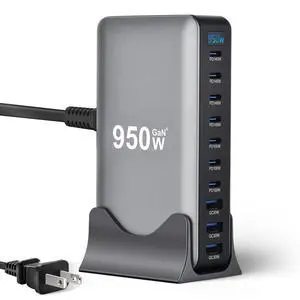 950W USB C Fast Charging Station, 10 Port GaN 4 Pro Charger Block, 140W PD PPS Port, Portable Charging Hub for Multiple Devices, Laptop Charger for iPhone, Samsung, MacBook Pro/Air, iPad (Grey) 950W USB C Fast Charging Station, 10 Port GaN 4 Pro Charger Block, 140W PD PPS Port, Portable Charging Hub for Multiple Devices, Laptop Charger for iPhone, Samsung, MacBook Pro/Air, iPad (Grey)
