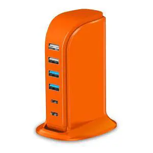Dual USB C Charger Block, Charging Station for Multiple Devices 45W Total, USB Tower Hub Travel Ready, 6 Ports Charging Blocks for Guest Room, Office, Desk Dual USB C Charger Block, Charging Station for Multiple Devices 45W Total, USB Tower Hub Travel Ready, 6 Ports Charging Blocks for Guest Room, Office, Desk