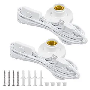 2Pcs E26/E27 Light Socket, 9.8ft Hanging Light Extension Cord Base with Switch, Plug-in Lamp Holder Spiral Bulb Base for Desktop, Bedroom, Living Room, Kitchen, Workroom, Basement, 2 Pack 2Pcs E26/E27 Light Socket, 9.8ft Hanging Light Extension Cord Base with Switch, Plug-in Lamp Holder Spiral Bulb Base for Desktop, Bedroom, Living Room, Kitchen, Workroom, Basement, 2 Pack