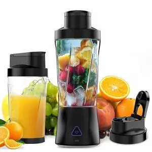 Portable Blender, 360 Watt Personal Blender for Shakes and Smoothies, 6000mAh USB Rechargeable, BPA Free 24 Oz Juicer Cup with 6 Blades and Lid, Self Cleaning Portable Juicer for Kitchen, Deep Black Portable Blender, 360 Watt Personal Blender for Shakes and Smoothies, 6000mAh USB Rechargeable, BPA Free 24 Oz Juicer Cup with 6 Blades and Lid, Self Cleaning Portable Juicer for Kitchen, Deep Black