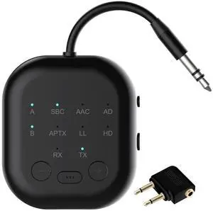 Bluetooth Transmitter Receiver,Bluetooth Audio Adapter for Airplane,WirelessTransmitter for TV,Gym, Aptx HD, Aptx Low Latency Audio for 2 AirPods/Headphones Bluetooth Transmitter Receiver,Bluetooth Audio Adapter for Airplane,WirelessTransmitter for TV,Gym, Aptx HD, Aptx Low Latency Audio for 2 AirPods/Headphones