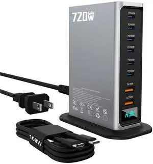 720W USB C Fast Charger Block, PD 3.1 140W 8 Port USB Charging Station, GaN Fast Charging Station for Multiple Devices, Laptop Charger Station Compatible with iPhone 17/iPad/MacBook,Samsung, Silver 720W USB C Fast Charger Block, PD 3.1 140W 8 Port USB Charging Station, GaN Fast Charging Station for Multiple Devices, Laptop Charger Station Compatible with iPhone 17/iPad/MacBook,Samsung, Silver