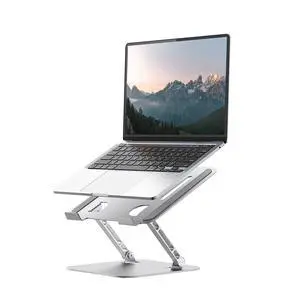 Laptop Stand for Desk, Adjustable Metal Foldable Laptop Riser Holder, Aluminum Desktop Book Stands, Ventilated Cooling Computer Notebook Stand with 10-17" (Silver) Laptop Stand for Desk, Adjustable Metal Foldable Laptop Riser Holder, Aluminum Desktop Book Stands, Ventilated Cooling Computer Notebook Stand with 10-17" (Silver)