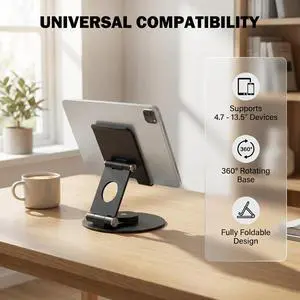 Swivel Tablet Stand, Aluminum Portable 360°Rotating Holder for Desk,Business,Kitchen,Desktop,Table Stand for iPad Pro 9.7,10.5,12.9/Air Mini,Tab,Fire,Nexus,E-Reader-Black Swivel Tablet Stand, Aluminum Portable 360°Rotating Holder for Desk,Business,Kitchen,Desktop,Table Stand for iPad Pro 9.7,10.5,12.9/Air Mini,Tab,Fire,Nexus,E-Reader-Black