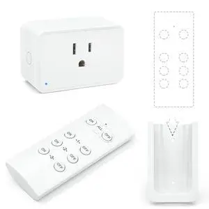 Indoor Remote Control Electrical Outlet Plug, Wireless Remote Light Switch, 100ft Long Range, Programmable, Wall Mounted, No Wiring, for Lamp, Fan, Christmas Lights, 1875W/15A, FCC Listed Indoor Remote Control Electrical Outlet Plug, Wireless Remote Light Switch, 100ft Long Range, Programmable, Wall Mounted, No Wiring, for Lamp, Fan, Christmas Lights, 1875W/15A, FCC Listed