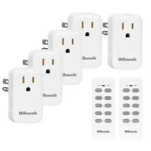 Remote Control Outlet, WILAWELS Wireless Remote Light Switch, Programmable Electrical Outlet Switch for Lamp, Light, Fan, Appliance, 100ft RF Range, FCC Listed, 2 Remotes + 5 Outlets W02RC2506 Remote Control Outlet, WILAWELS Wireless Remote Light Switch, Programmable Electrical Outlet Switch for Lamp, Light, Fan, Appliance, 100ft RF Range, FCC Listed, 2 Remotes + 5 Outlets W02RC2506