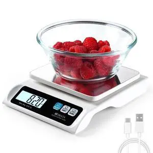 0.1g/ 13lb Food Scale, USB Rechargeable, Digital Kitchen Scale with Removable Stainless Steel Pan, Backlit LCD Display, for Cooking, Baking B621 White 0.1g/ 13lb Food Scale, USB Rechargeable, Digital Kitchen Scale with Removable Stainless Steel Pan, Backlit LCD Display, for Cooking, Baking B621 White