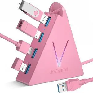 4-Port USB 3.0 Hub, FlyingVHUB Vertical Data USB Hub with 2 ft Extended Cable, for Mac, PC, Xbox One, PS4, PS5, iMac, Surface Pro, XPS, Laptop, Desktop, Flash Drive, Mobile HDD(Pink) 4-Port USB 3.0 Hub, FlyingVHUB Vertical Data USB Hub with 2 ft Extended Cable, for Mac, PC, Xbox One, PS4, PS5, iMac, Surface Pro, XPS, Laptop, Desktop, Flash Drive, Mobile HDD(Pink)