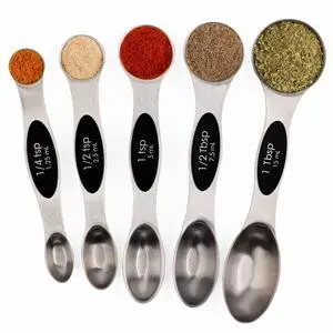 Magnetic Measuring Spoons Set of 5 Stainless Steel Dual Sided Teaspoon Magnetic Measuring Spoons Set of 5 Stainless Steel Dual Sided Teaspoon