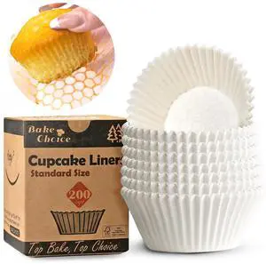 200pcs Standard Cupcake Liners for Baking, White Muffin Liners 200pcs Standard Cupcake Liners for Baking, White Muffin Liners