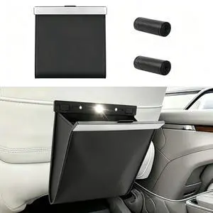 Leather Car Trash Can with Smart LED Light & Magnetic Closure Leather Car Trash Can with Smart LED Light & Magnetic Closure