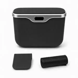 Car Trash Can with Lid, Leakproof Garbage Bin Auto Door Storage Box with Attached Trash Bags, Mini Dustbin Hanging Seatback Storage Organizer for Vehicle Home Office (Black) Car Trash Can with Lid, Leakproof Garbage Bin Auto Door Storage Box with Attached Trash Bags, Mini Dustbin Hanging Seatback Storage Organizer for Vehicle Home Office (Black)