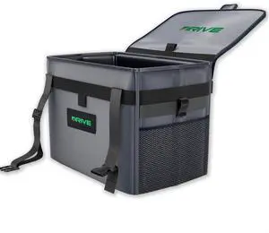 Drive - Car Trash Can - Collapsible, Leakproof Garbage Bin with Adjustable Strap and 20 Trash Bags - Car & Truck Accessories for Men and Women - Grey with Lid Drive - Car Trash Can - Collapsible, Leakproof Garbage Bin with Adjustable Strap and 20 Trash Bags - Car & Truck Accessories for Men and Women - Grey with Lid