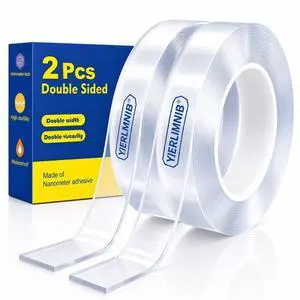 Double Sided Tape Heavy Duty, Nano Clear Mounting Tape, Picture Hanging Poster Carpet Tape for Walls, Dorm Office School Outdoor, Removable Adhesive 2 Rolls9.85FTx1.2in&0.8in Double Sided Tape Heavy Duty, Nano Clear Mounting Tape, Picture Hanging Poster Carpet Tape for Walls, Dorm Office School Outdoor, Removable Adhesive 2 Rolls9.85FTx1.2in&0.8in