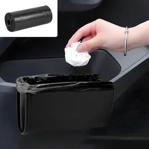Car Trash Can, Leather Waterproof Automotive Garbage Can with Trash Bag, Hanging Mini Vehicle Trash Bin, Small Auto Door Organizer Storage Pouch, Universal Car Accessories (Black) Car Trash Can, Leather Waterproof Automotive Garbage Can with Trash Bag, Hanging Mini Vehicle Trash Bin, Small Auto Door Organizer Storage Pouch, Universal Car Accessories (Black)