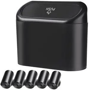 Car Trash Can, 1.0 Liters, Plastic, Trash Can Set, Multi-Purpose, Easy to Install, Includes 75 Garbage Bags Car Trash Can, 1.0 Liters, Plastic, Trash Can Set, Multi-Purpose, Easy to Install, Includes 75 Garbage Bags
