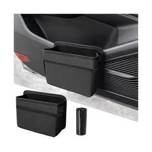 7.87 Inch Foldable Mini Oxford Cloth Car Trash Can, Black 7.87 Inch Foldable Mini Oxford Cloth Car Trash Can, Black