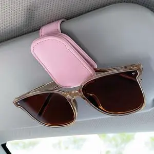Sunglasses Holders for Car Visor, Magnetic Leather Glasses Eyeglass Clip for Car, Ticket Card Clip Sunglasses Mount, Car Visor Accessories Gadgets (1, Pink) Sunglasses Holders for Car Visor, Magnetic Leather Glasses Eyeglass Clip for Car, Ticket Card Clip Sunglasses Mount, Car Visor Accessories Gadgets (1, Pink)