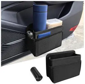 Car Trash Can, Waterproof Oxford Cloth Vehicle Dustbin Garbage Organizer Holder with One Roll Trash Bag, Foldable Automotive Interior Hanging Storage Box Container, Universal Fit (Black) Car Trash Can, Waterproof Oxford Cloth Vehicle Dustbin Garbage Organizer Holder with One Roll Trash Bag, Foldable Automotive Interior Hanging Storage Box Container, Universal Fit (Black)