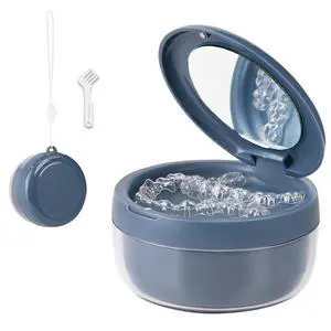 2-in-1 Retainer Cleaner Case with Mirror & Strainer, Portable Aligner Bath Soaking Cup for Travel, Cute Orthodontic Storage Box for Mouth Guard, Night Guard & False Teeth, Green 2-in-1 Retainer Cleaner Case with Mirror & Strainer, Portable Aligner Bath Soaking Cup for Travel, Cute Orthodontic Storage Box for Mouth Guard, Night Guard & False Teeth, Green