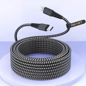 16FT/5M Extra Long USB C to Lightning Charger Cable for iPhone,Apple MFi Certified Charger Cord, Fast Charging Nylon Braided Sync Data Charge Cord for iPhone 14 Pro Max/14/13Pro/12/11/X/XS/XR/8/7/iPad 16FT/5M Extra Long USB C to Lightning Charger Cable for iPhone,Apple MFi Certified Charger Cord, Fast Charging Nylon Braided Sync Data Charge Cord for iPhone 14 Pro Max/14/13Pro/12/11/X/XS/XR/8/7/iPad