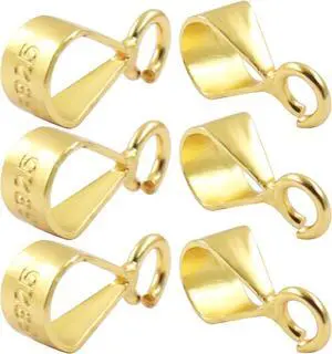 6Pcs 925 Sterling Silver Slider Pendant Clasp, Gold | Open Loop, Jewelry Bails 6Pcs 925 Sterling Silver Slider Pendant Clasp, Gold | Open Loop, Jewelry Bails