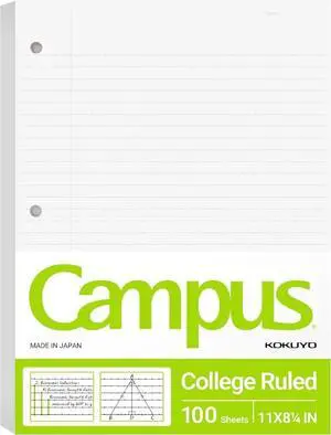 3 Hole Loose Leaf Paper 8-1/4"x11 College Ruled, 100 Sheets, 1 Pack | Filler 3 Hole Loose Leaf Paper 8-1/4"x11 College Ruled, 100 Sheets, 1 Pack | Filler