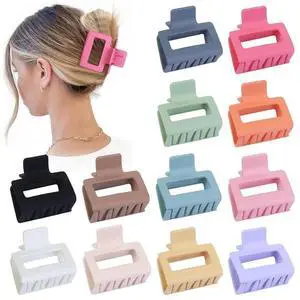 2 Inch Medium Hair Claw Clips 12 Pcs Square Hair Clips for Thin Hair Matte 2 Inch Medium Hair Claw Clips 12 Pcs Square Hair Clips for Thin Hair Matte