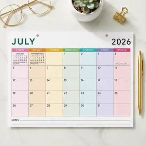 Colorful 2026 Desk Calendar - Runs From January 2026 Until July 2027 | Large Colorful 2026 Desk Calendar - Runs From January 2026 Until July 2027 | Large