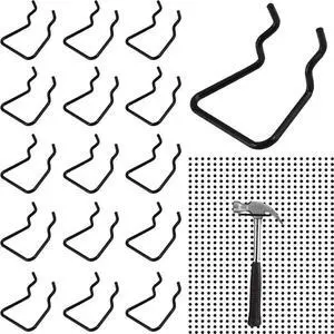 16PCS Pegboard Plier Holders, Black | Double Loop Pegboard Hooks, Stainless 16PCS Pegboard Plier Holders, Black | Double Loop Pegboard Hooks, Stainless