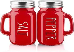 Red Salt and Pepper Shakers Set, 4 oz Cute Modern Glass Christmas Red Shaker Red Salt and Pepper Shakers Set, 4 oz Cute Modern Glass Christmas Red Shaker
