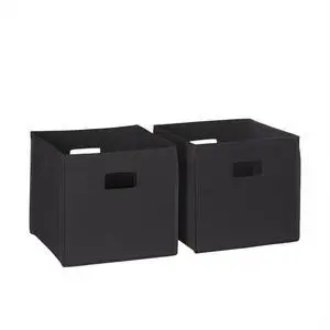 Collapsible Fabric Storage Cube Bin with Handles 2 Pack Black Collapsible Fabric Storage Cube Bin with Handles 2 Pack Black