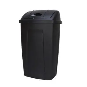 13 Gallon Kitchen Trash Can with Swing Lid, Black Plastic Garbage Bin 13 Gallon Kitchen Trash Can with Swing Lid, Black Plastic Garbage Bin