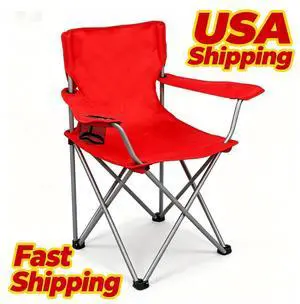 Bright Red Quad Folding Camping Chair With Mesh Cup Holder 600D PECoated Polyester Outdoor Portable Seat Bright Red Quad Folding Camping Chair With Mesh Cup Holder 600D PECoated Polyester Outdoor Portable Seat