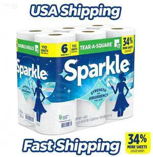 Sparkle Tear-A-Square Paper Towels, 6 Double Rolls, 110 Sheets per Roll Sparkle Tear-A-Square Paper Towels, 6 Double Rolls, 110 Sheets per Roll