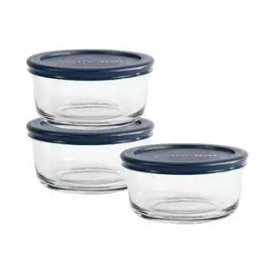 Anchor Hocking Glass Food Storage Containers with Lids, 2 Cup Round, Set of 3 Anchor Hocking Glass Food Storage Containers with Lids, 2 Cup Round, Set of 3