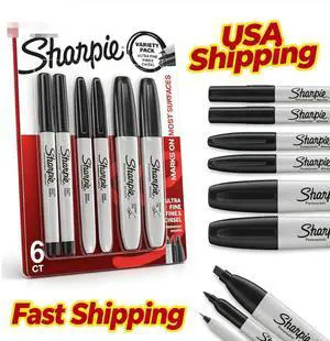 6 Count Permanent Marker Variety Pack Black Fine UltraFine Chisel Tip Waterproof QuickDry Markers School Office Art Supplies 6 Count Permanent Marker Variety Pack Black Fine UltraFine Chisel Tip Waterproof QuickDry Markers School Office Art Supplies
